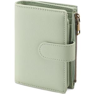 GAEKEAO Small Wallet Women Vegan Leather RFID Blocking Bifold Ladies Compact Card Holder with Zipper Pocket & ID Window