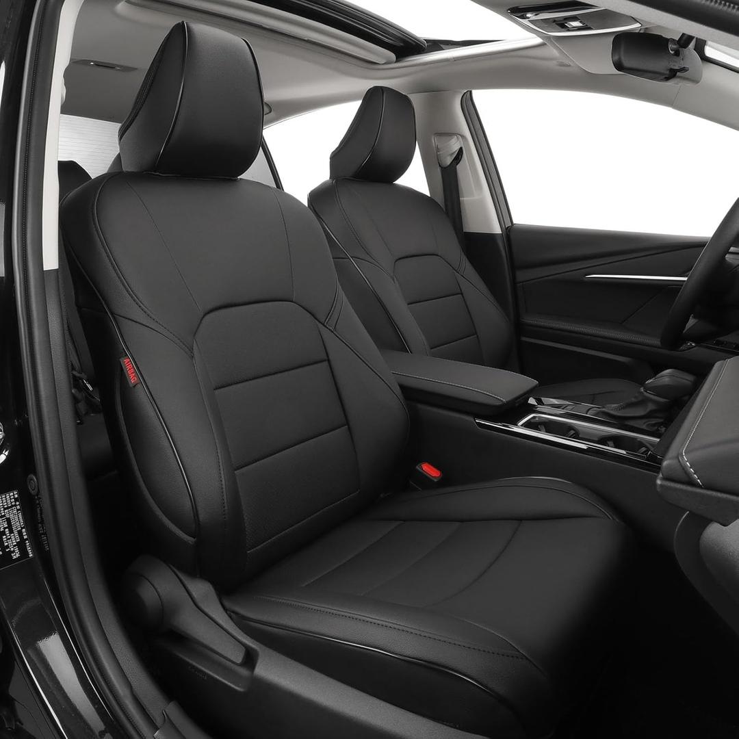 EKR Camry Seat Covers for Toyota Camry L, LE, SE 2018-2024 & SE Nightshade 2020-2024,(Not for Hybrid) Leather Car Seat Cover Full Set for Trucks SUV-Faux Leather (Black)