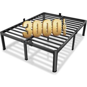 MAF 12 Inch Queen Metal Platform Bed Frame with Round Corner Legs, Mattress Slide Stopper, 3000 LBS Heavy Duty Steel Slats Support, No Box Spring Needed, Noise Free
