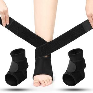 Honoson 2 Pcs Ankle Brace Kid Breathable Neoprene Ankle Support Compression Sleeve Achilles Tendonitis Relief Elastic Foot Brace with Adjustable Wrap for Sprained Plantar Fasciitis(Black,M)