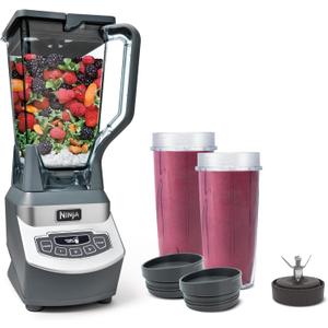 Ninja BL660 Professional Compact Smoothie & Food Processing Blender, 1100-Watts, 3 Functions -for Frozen Drinks, Smoothies, Sauces, & More, 72-oz.* Pitcher, (2) 16-oz. To-Go Cups & Spout Lids, Gray