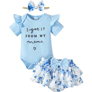 Mioglrie Newborn Infant Baby Girl Clothes Romper Shorts Set Floral Summer Outfits Cute Baby Clothes Girl (0-3 Months)