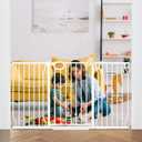 Extra Wide Baby Gate with Door Pressure Mounted 57.5-62.2 Inch,Child Dog Baby Safety Gates for Doorways,Walk Through Dog Gate Indoor for The House Kitchen Stairs No Drilling, White