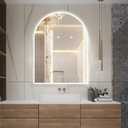 Niccy Arched LED Bathroom Mirror, 40x30 Inch Arch Frameless Backlit Mirrors for Wall Arched Lighted Vanity Mirrors Defogger and 3 Color, Explosion-Proof, HD Glass and IP65 Waterproof (Up Vertical)