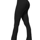 Sunzel No Front Seam Mini Flare Leggings for Women, Invisible Butt Scrunch Flared Yoga Pants with Tummy Control 30" Black Large