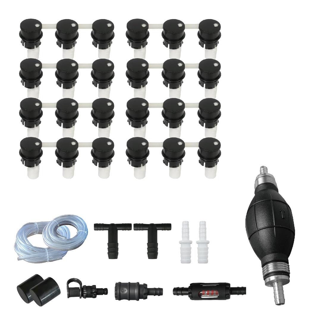 48V Battery Watering System 48 Volt Kit - Plug Type Push-in Valves (24 Cells)- Forklift Battery Watering System and Golf cart Battery Watering Filler