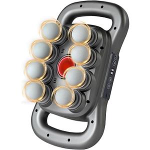 Back Massager for Relief Deep Tissue with Heat, 8 Heads Hands-Free Electric Back Massager, with 9 Modes & 9 Levels Deep Tissue Massage Gun for Pain Relief, Portable for Home & Office Use