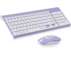 Cimetech Wireless Keyboard and Mouse Combo, Compact Full Size Wireless Computer Keyboard and Mouse Set 2.4G Ultra-Thin Sleek Design for Windows, Computer, Desktop, PC, Notebook - Purple
