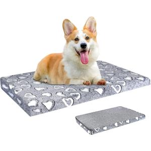VANKEAN Reversible Dog Crate Mat, Stylish Bed with Waterproof Linings and Removable, Washable Cover, Firm Support Pad for Small to XX-Large Dogs, Grey