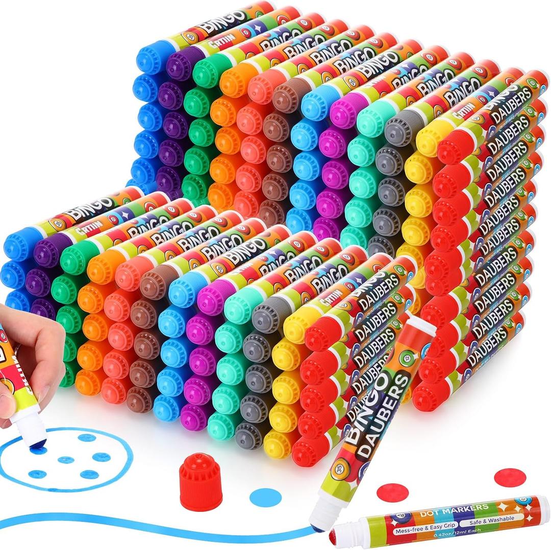 Crtiin 180 Pack 12 Colors Bingo Daubers Dot Markers Supplies Art Markers Paint Craft for Art and Crafts Painting Supplies Drawing Coloring