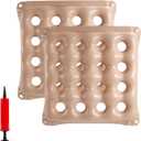 2-Pack Waffle Inflatable Seat Cushions with Pump, 18 Inch Beige 16-Hole Air Cushion for Pressure Relief, Wheelchair, Office Chair, Car Seat & Travel (Beige)