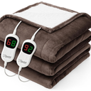 Homemate Electric Heated Blanket Queen - 84"x90" Heating Bed Blankets Throw with 10 Heating Levels 8 Hours Auto Off Fast Heating Over-Heated Protection Ultra Soft Warm Flannel ETL Certified Brown
