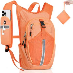Small Hiking Backpack 15L- Lightweight Packable Foldable Backpack for Travel Camping Outdoor Commute, Compact Rucksack for Women Men (Orange)