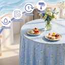 Chumia 6 Pcs Blue Coastal Tablecloth, 84 x 84 inches, Round Coastal