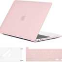 EooCoo Case Compatible with MacBook Pro 13 inch M2 2024 2023 2022-2016 Release M1 A2338 A2289 A2251 A2159 A1989 A1706 A1708 Protective Hard Case with Keyboard Cover, Screen Protector, Matte Pink
