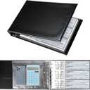7 Ring Business Check Book Binder, 600 Checks Capacity for 9" x 13" Sheets, PU Leather Checkbook Holder with Zip Pouch (Black)