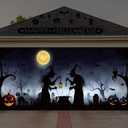 Preboun Halloween Garage Door Decorations Witch Door Cover Hanging Halloween Garage Banner Cauldron Backdrop Mural for Home Outdoor Indoor Spooky Party Wall Window Yard, 7 x 16 ft