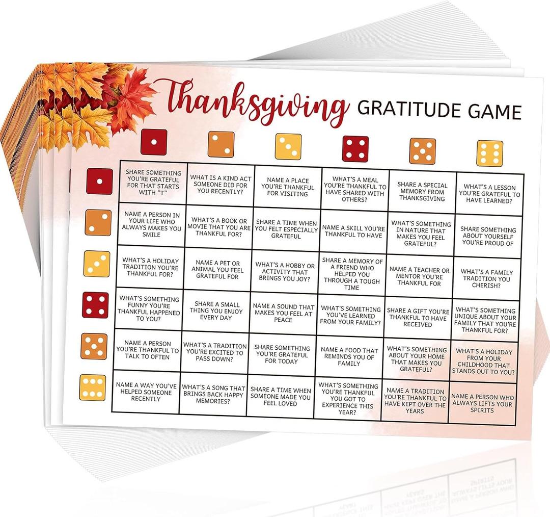36 Pcs Thanksgiving Party Games Set Thanksgiving Dice Game Fall Party Supplies Holiday Celebration Fall Trivia Harvest Family Team Activities