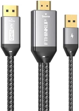 FThinkup HDMI to DisplayPort Cable 6.6FT, 4K@60Hz HDMI to Display Port Cable, Uni-Directional, Compatible with MacBook, Mac Mini, PS4/5, Xbox Series X/S, AMD, NVIDIA (Pack of 2)