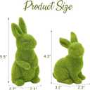 2 PCS Moss Bunny Decorative Figurines Flocked Resin Easter Bunny Decor Green Moss Bunnies for Spring Indoor Table and Bookshelf Decorations Home Rabbit Decorations(Small Moss)