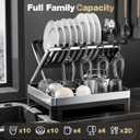 Urakify Large Stainless Dish Drying Rack for Kitchen Counter, Black | 14.5"W x 16.5"L, Large Collapsible Dish Drainer, Utensil and Wine Glass Holder