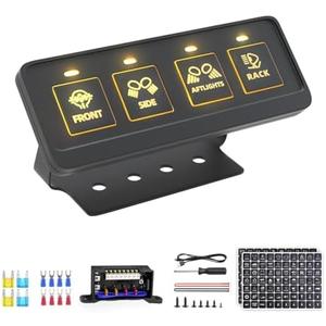FLY KAN 4 Gang Multifunction Switch Panel, Wireless Remote Control Offroad Light Switch Panel Waterproof Universal Circuit IC Control System Switch Pod for 12V-24V Truck SUV ATV UTV Car etc.