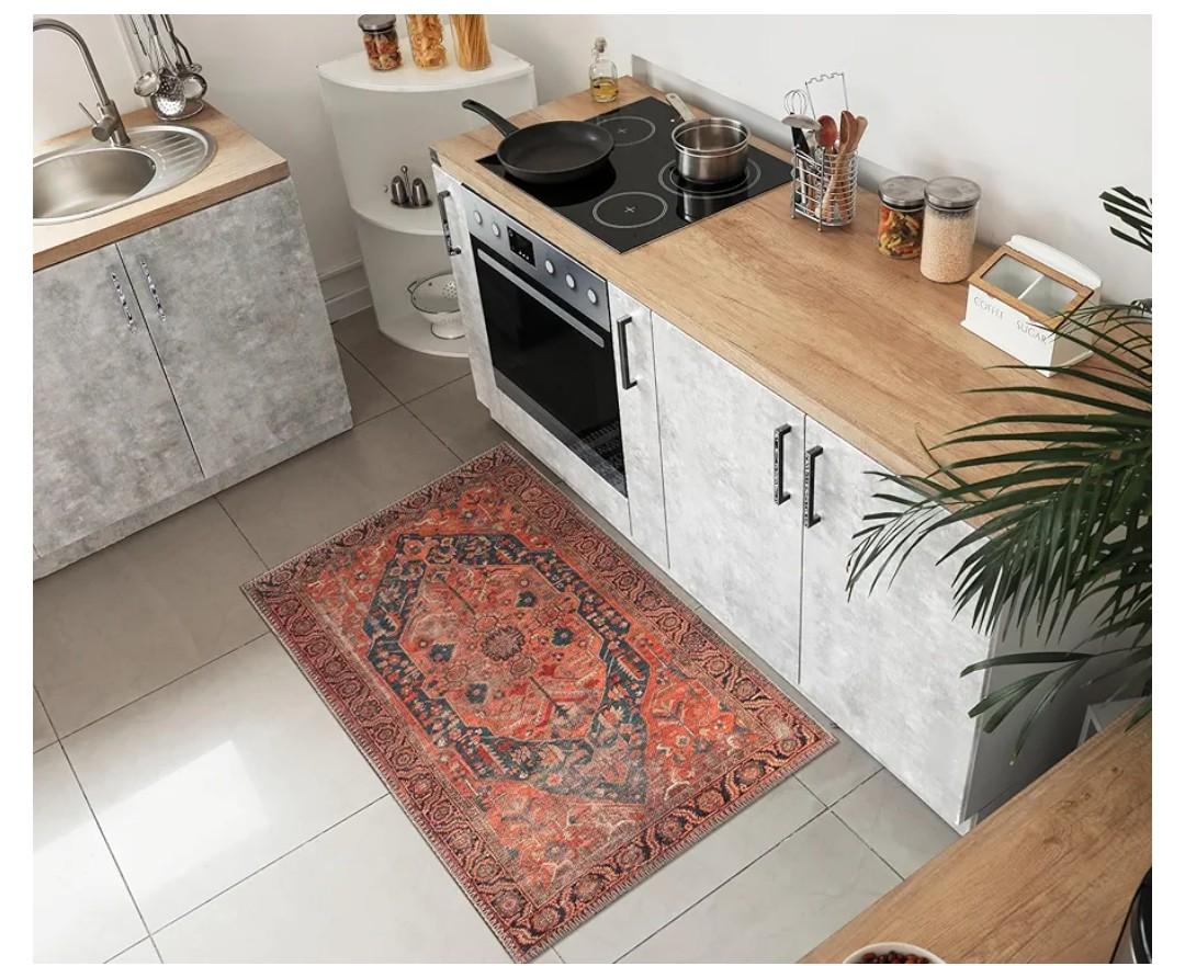 Keen Home Design 2x3 Rug - Machine Washable Entry Rug with Non-Slip Backing, Ideal for Enteryway, Kitchen, Bathroom, Laundry Room - Vintage, Easy Clean, Durable, Low Pile Rug - (2' x 3')