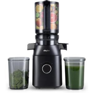 Juicer Machines, Olayks Cold Press Juicer with 4.3" Large Feed Chute Fit Whole Fruit and Vegetable, Masticating Machine with Juice Recipe, Self Feeding Effortless for Batch Juicing,Easy to Clean,Black