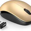 seenda Wireless Mouse for Laptop, 2.4G Noiseless Mouse with USB Receiver - Optical Tracking Portable Computer Mice for Chromebook, PC, Tablet, Windows System, 24 Months Battery Life - Black & Gold