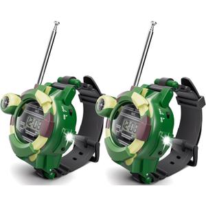 Walkie Talkies Watch, Spy Watch Army Toys for Kids Age 8-12, 7 in 1 Digital Watch Walkie Talkies with Flashlight, Cool Spy Gadgets for Boy Girls (Green)