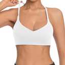 Comper Y Back Adjustable Sports Bra for Women Low Impact Racerback Workout Bras Thin Straps Yoga Bras with Removable Pads, Small