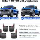 Mud Flaps Splash Guards Compatible with Ford F-250 F-350 Super Duty 2017-2024 WITH Factory Fender Flares Only, Heavy Duty Splash Guards Mud Guards, No-Drill Installation, All-Weather Protection (4PCS)