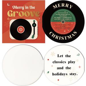 2 x Christmas Card, Vintage Record Player Music Pop Up Card with Holiday Songs for family, friends, kids and loved ones, the perfect retro gift for Christmas