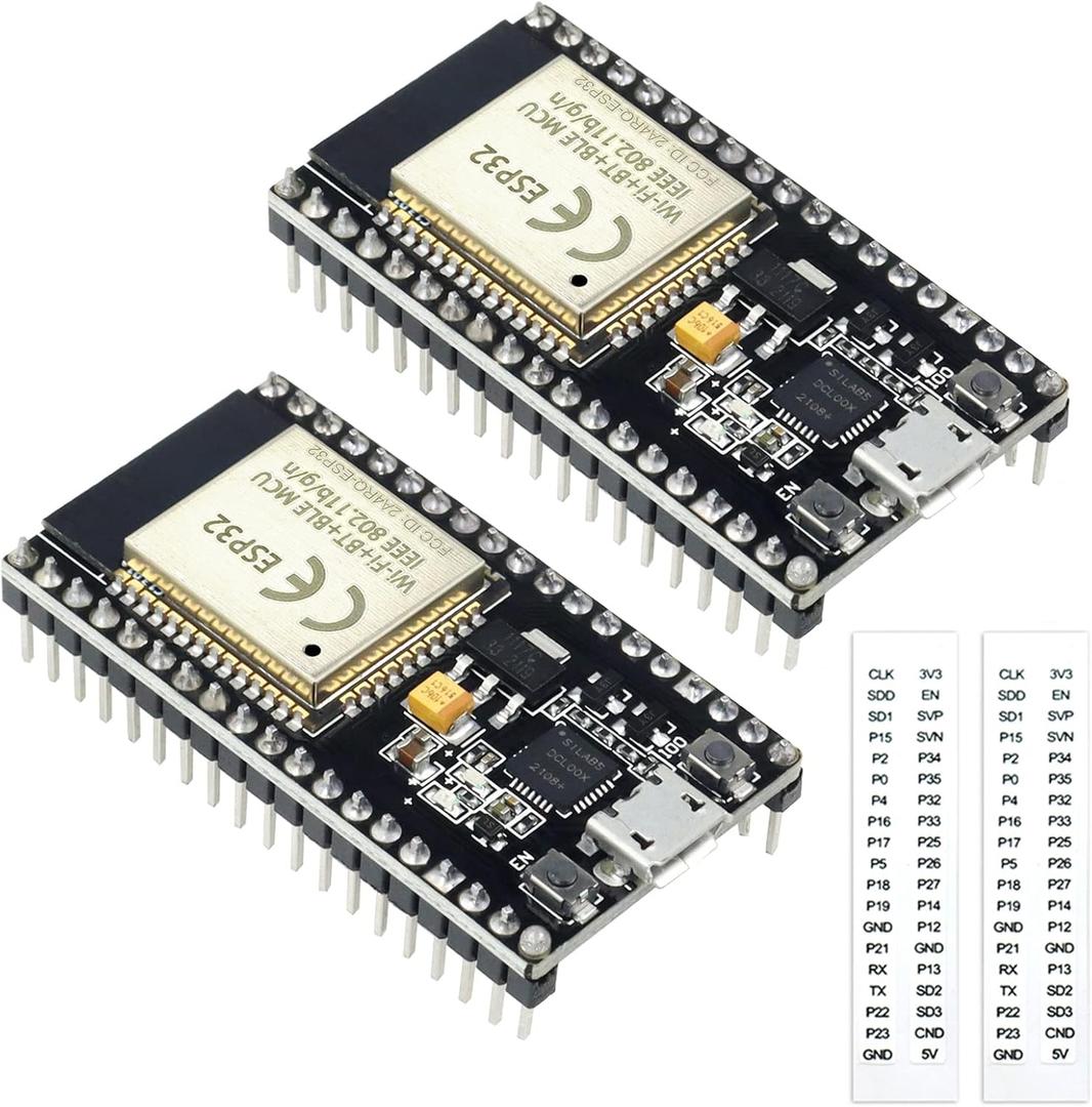 KeeYees ESP32S ESP32 Development Board 2.4 GHz Dual Core WLAN WiFi + Bluetooth 2-in-1 Microcontroller ESP-WROOM-32 Chip for Arduino (38PIN Narrow Version, 2PCS) (38 PIN Narrow)