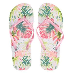 Tropical Print Women's Rubber Flip Flops Shoes Beach Sandals, 7/8M