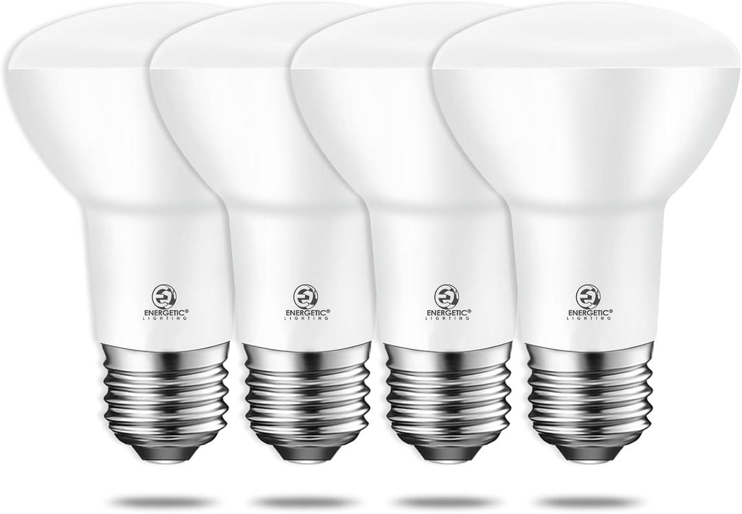 Energetic BR20 LED Bulb R20 Dimmable 3000K Warm White 45W Equivalent to 6.5W, Recessed Can Light Bulbs, Kitchen Ceiling Lights, E26 500 Lumen LED Flood Light Bulbs, Indoor UL Listed (Pack of 4)
