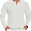 COOFANDY Mens Knit Polo Shirts Long Sleeve Casual Polo Sweaters Shirt Waffle Textured Collared Sweater (White, XXXL)