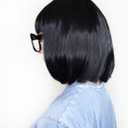 ALLAURA Tina Belcher Wig + Black Glasses + Yellow Hair Clip Set, Edna Black Bob Wig – Compatible with Tina Belcher Costume Adult