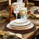 MAONAME 50 PC Charger Plates Bulk, 13" Brown Charger for Dinner Plates, Farmhouse Faux Wood Plate Chargers, Plastic Table Chargers for Weddings, Party