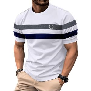 RoseSeek Men's Color Block Short Sleeve Tee Shirts Casual Crewneck T Shirt Trendy Summer Tops (XL)