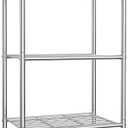 5-Tier Storage Shelves with Hooks, 18.1" x 12.4" x 56.8", Silver, 18.1W×12.4D×56.8H