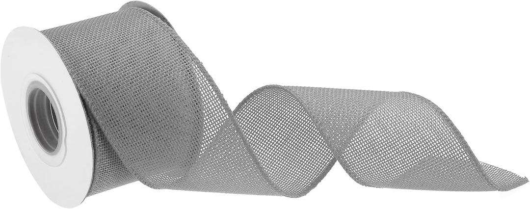 MECCANIXITY Burlap Ribbon Fabric Wired Edge Ribbons Gray 2-1/2 Inch x 10 Yard Wired Ribbon for Gift Wrapping, Bow, Wreath, Christmas Tree, Flower Bouquet,with Roller