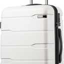 Coolife Luggage 21 x 8.5 x 15 Airline Approved Suitcase PC+ABS Spinner Built-In TSA lock Hardside Lightweight wheels (white, S(20in_carry on))