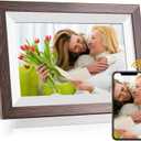 Frameo 10.1 Inch WiFi Digital Picture Frame with Frameo App, IPS Touch Screen HD Electronic Digital Photo Frame, Share Photos & Videos Instantly, Auto-Rotate Digital Picture Frame, Brown Wood