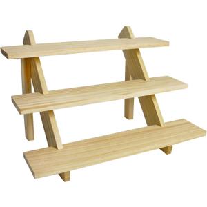 3 Tier Earring Display Stands For Selling, Retail Display Riser Earring, Ring Holder Stand, Removable Countertop Small Merchandise Display Stand, for Figures,Cupcake, Photo (Wood color)