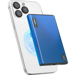 ZBF Magnetic Wireless Portable Charger 10000mAh Slim Magnetic Power Bank Charger with USB-C Cable Mag-Safe Battery Pack Charger PD 20W Fast Charging for Phone 16 15 14 13 Pro Max (Dark Blue)