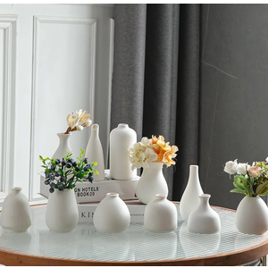 White Bud Vases, Small Ceramic Vase Set of 11, Mini Pottery Vases for Flowers, Decorative Pieces for Home Modern Decor, Boho Decor, Chic Accents for Living Room Dining Table Shelves