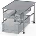Simple Houseware Stackable 2 Tier Sliding Basket Organizer Drawer, Silver