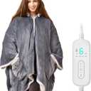 Wearable Heated Blanket Heated Shawl, Electric Throw Blanket with Zipper Design, Hood, Heated Hoodie Blanket with 8 Heat Levels, 1-10H Auto-Off Time Settings, Gift for Family, Friends, 60 * 50"