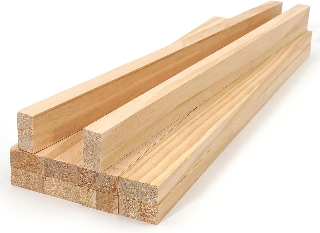 Wood Strips Slats for Wall, Square Wooden Dowels for Crafts 1/2"x 1" x 15", 10 PCS Wood Trim Planks for Crafting, Unfinished Pine Wooden Sticks Lumber Pieces for Woodworking Models Making Dollhouses